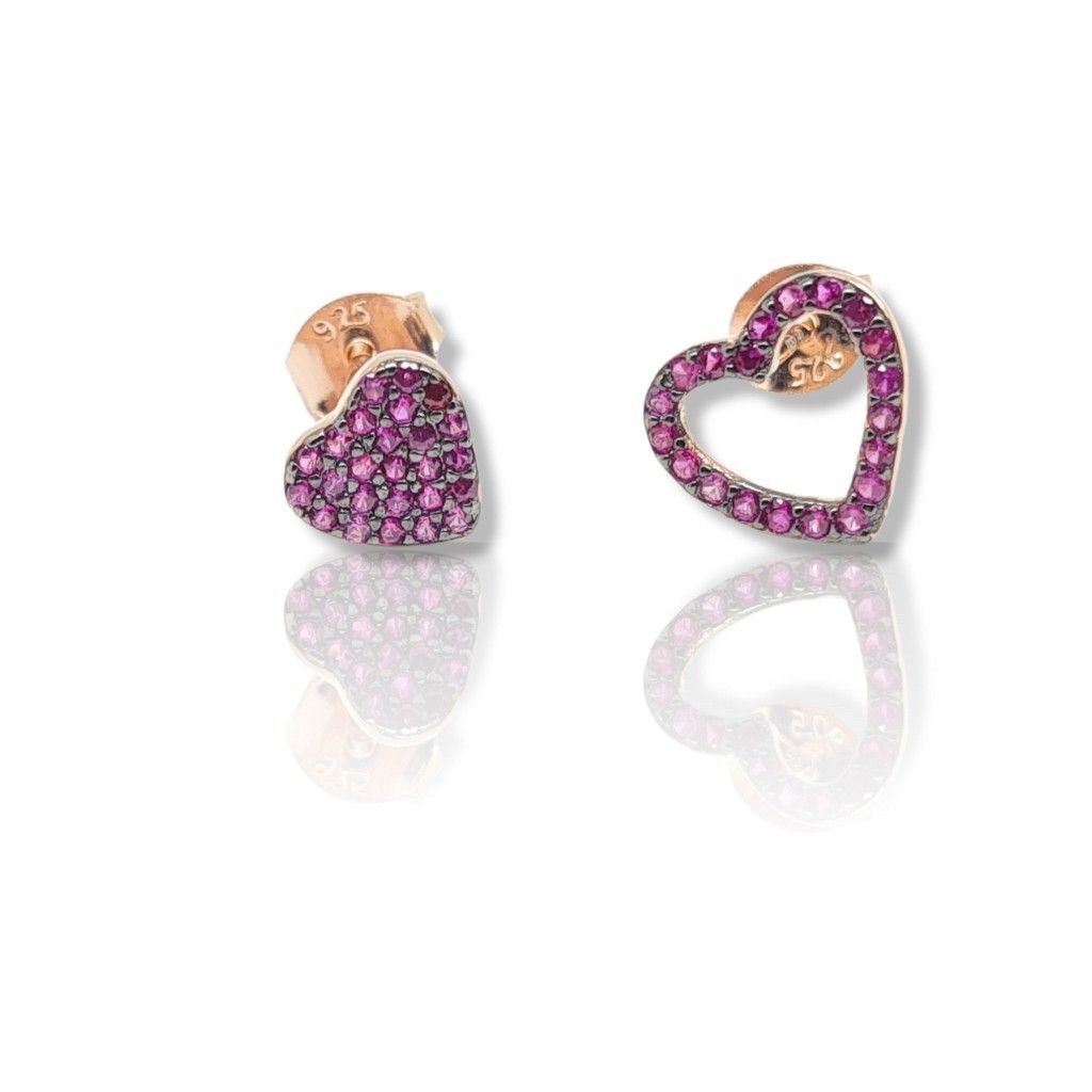 Rose gold plated silver 925º earrings with hearts   (code FC002477)